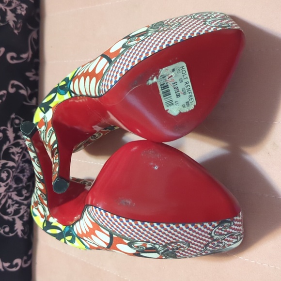 Fabric Loubi Print Daffodile 160 Pumps 34.5 Multicolor - Picture 3 of 5